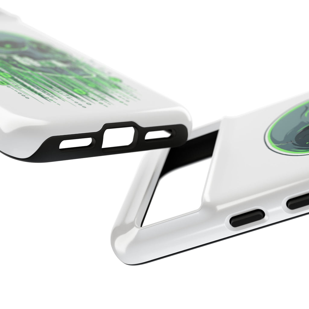 Skull Matrix Phone Case — Neon Green Cyberpunk Protective Case