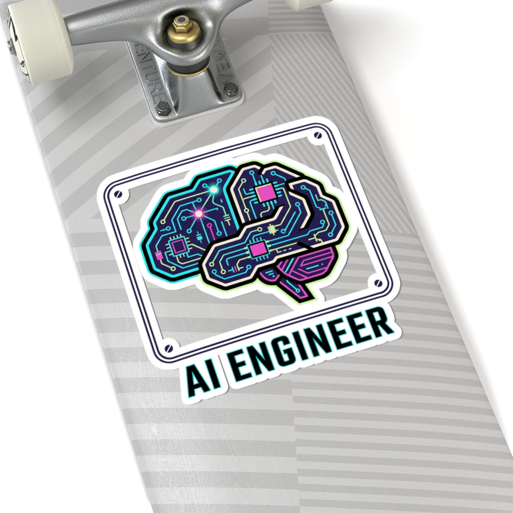 AI Engineer Circuit Brain Sticker | Kiss-Cut Sticker