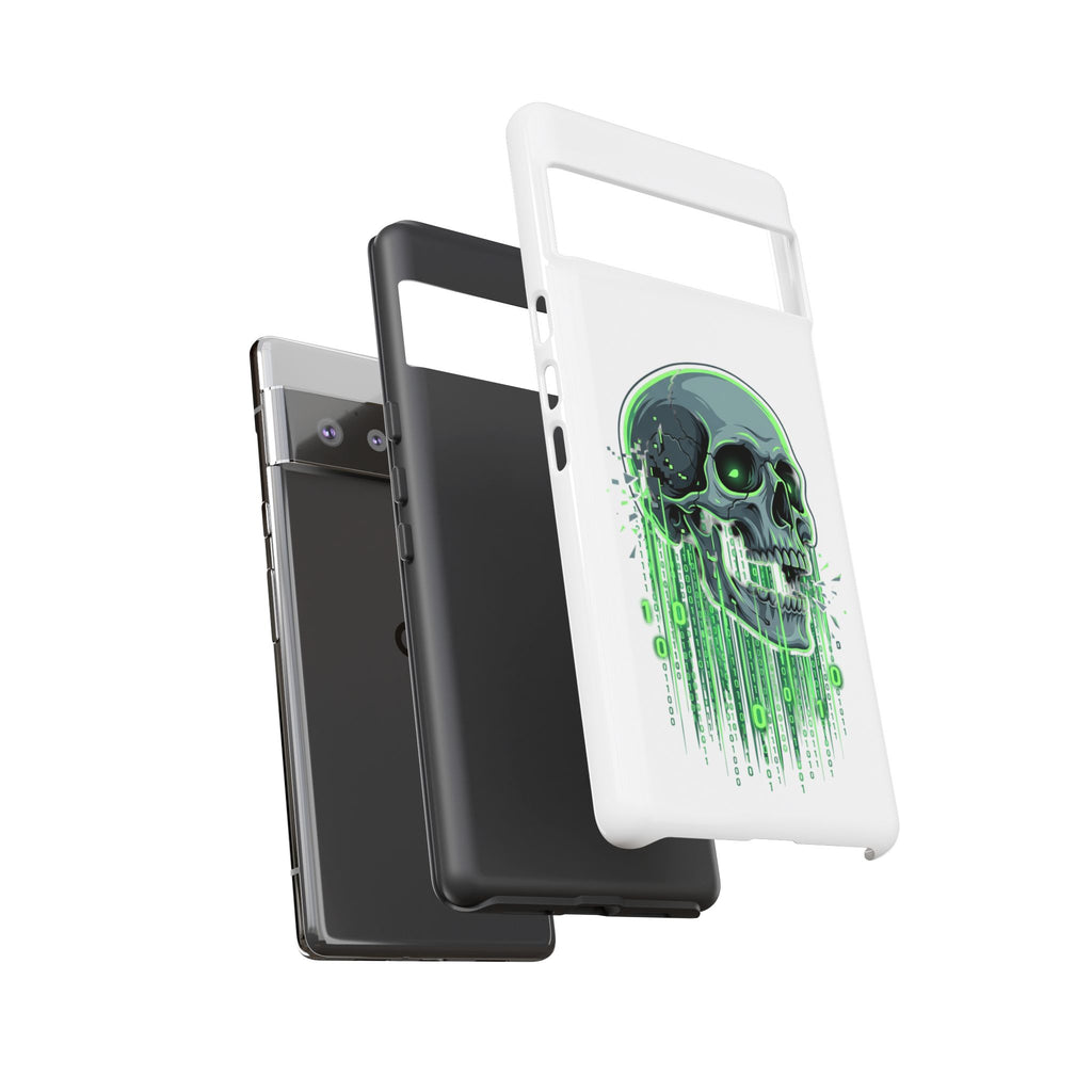Skull Matrix Phone Case — Neon Green Cyberpunk Protective Case
