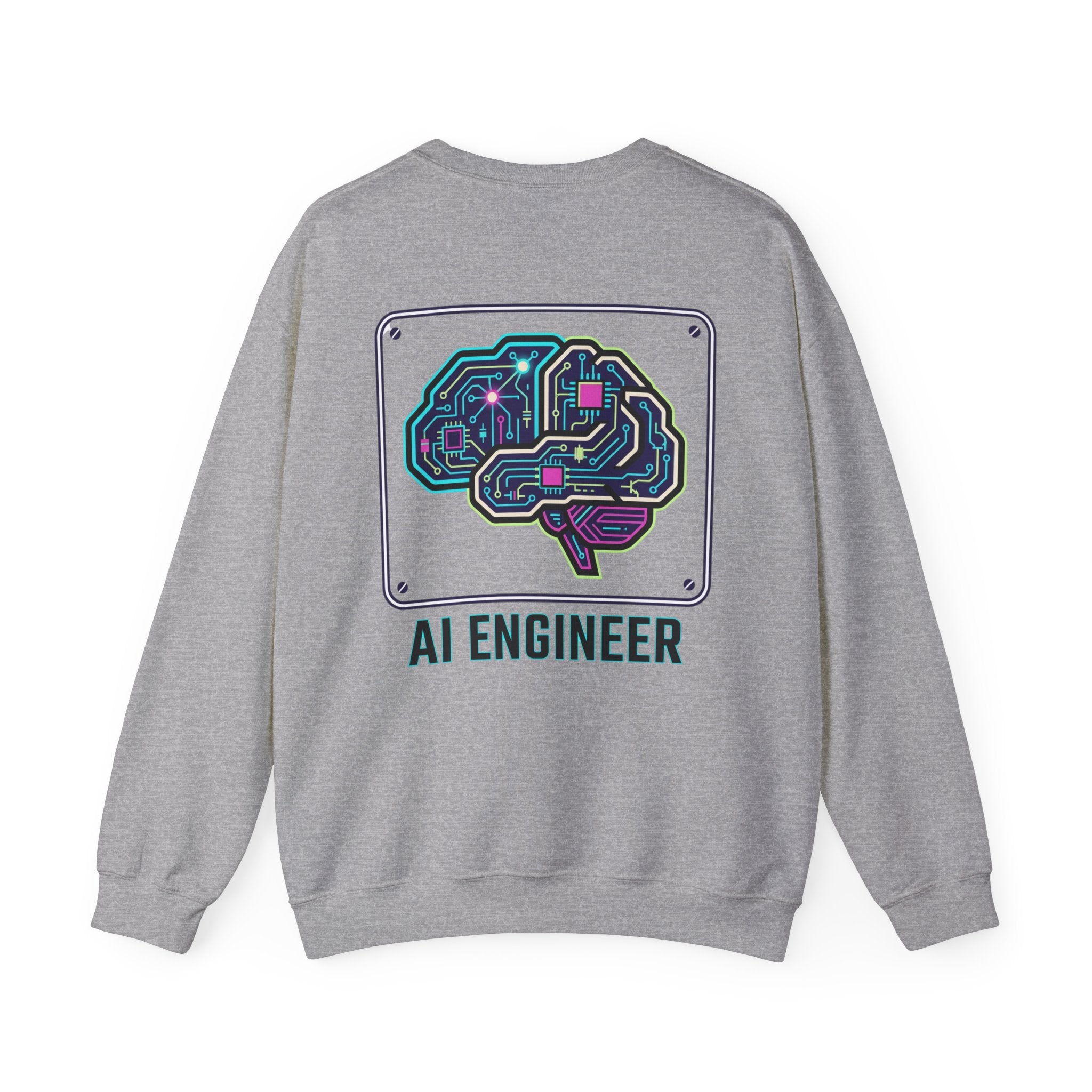 AI Engineer Sweatshirt | Circuit Brain Tech Design, Back Print