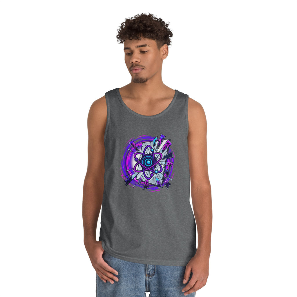 Atomic Vibe Tank Top — Neon Purple Science Atom Graphic