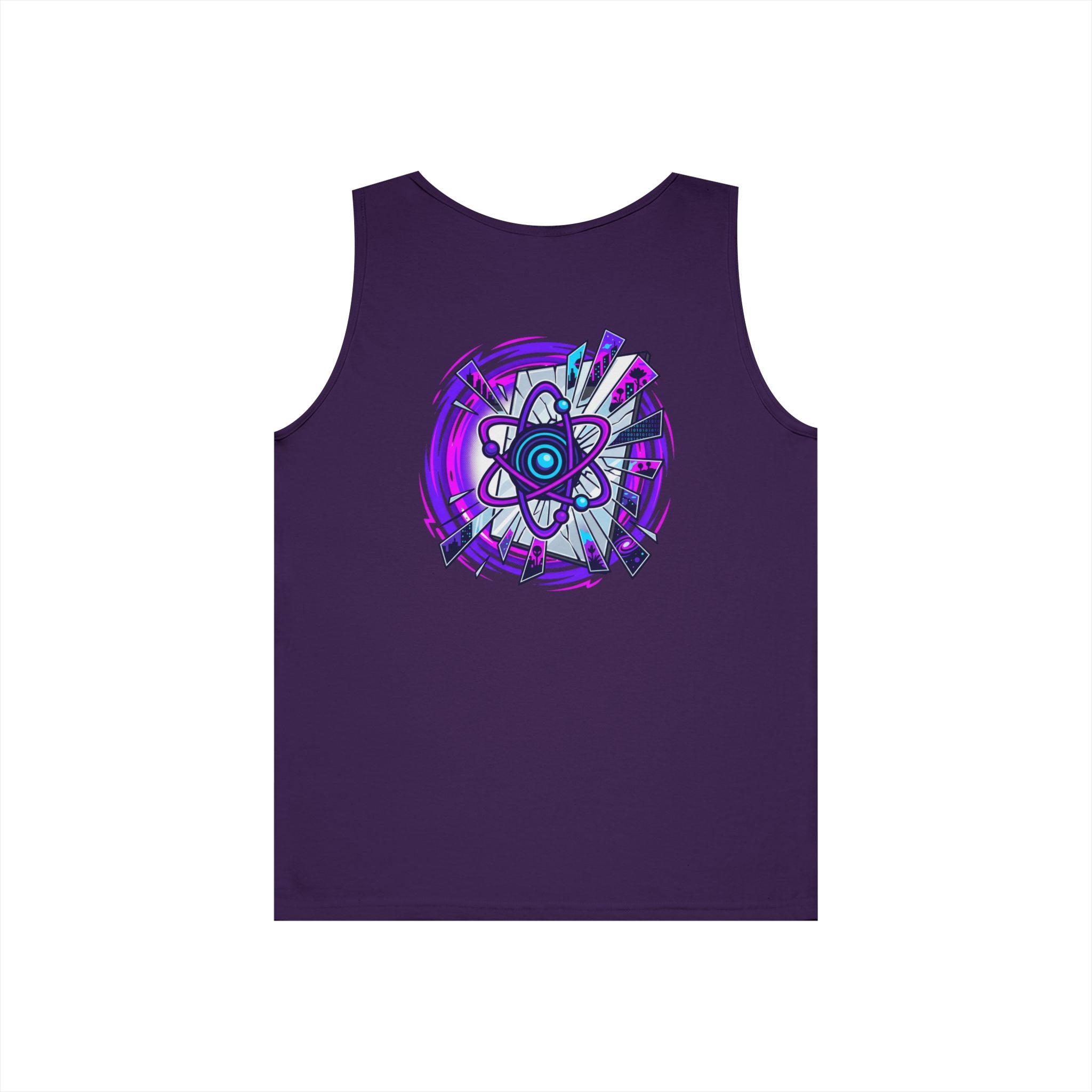 Science Atom Tank Top — Purple Neon Atomic Graphic Sleeveless Tee