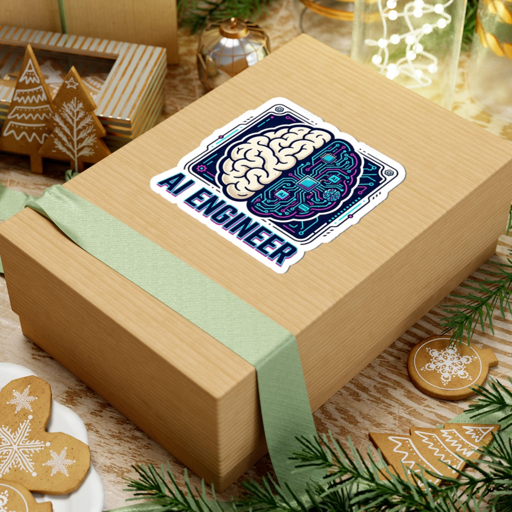 AI Engineer brain circuit Sticker | Kiss-Cut tech decal, laptop sticker