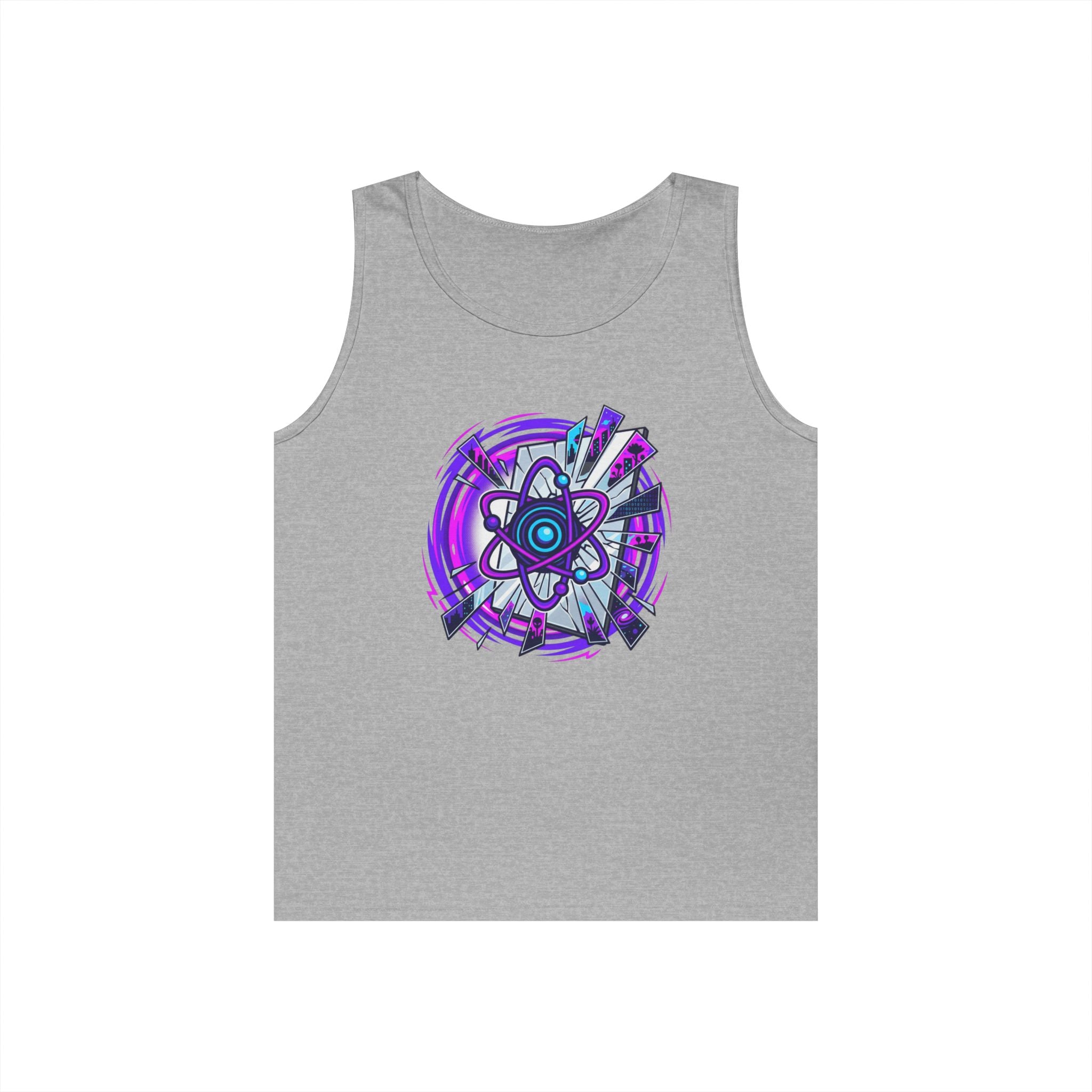 Atomic Vibe Tank Top — Neon Purple Science Atom Graphic